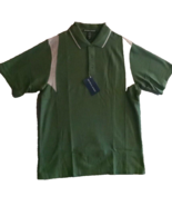 Devon &amp; Jones Mens Short Sleeve Polo Shirt Green Grey Medium Cotton - $14.12