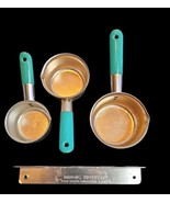 Vintage 60s Magic Hostess Copper Touch 3 Measuring Cups &amp; Measuring Spoo... - $21.77