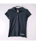 Harley Davidson Polo Shirt Womens Large Black Short Sleeve Cotton Wichit... - $21.49