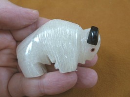 (Y-BUF-353) white BUFFALO bison Alabaster + black Onyx carving gemstone PERU - £18.49 GBP