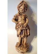 Wall Plaque Figuine European Peasant Girl Holding Apples Vintage - £13.33 GBP