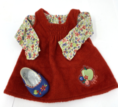 American Girl Bitty Baby Red Apple Jumper with Multicolored Floral Top 1... - $20.89