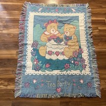 Vintage Teddy Bear Tea Party Tapestry Throw Blanket Nursery Wall Hanging - $26.59