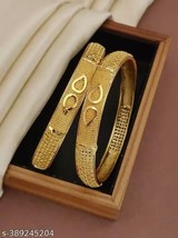 South Indian Women 2 pcs Bangles/ Bracelet Gold Plated Fashion Wedding Jewelry - £27.05 GBP