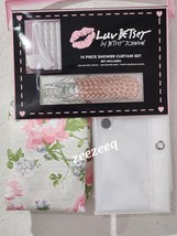 14pc Betsy Johnson Shabby Chic Pink Roses Floral Shower Curtain Hooks Liner - $46.52
