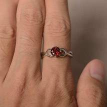 1.75Ct Round Cut Red Garnet Exclusive Pretty Solitaire Ring 14k White Gold Over - £77.46 GBP
