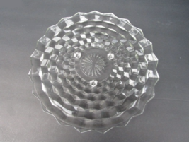 Indiana Glass Whitehall Cubist Crystal Three-Toed Glass Cake Plate Scalloped Rim - £10.14 GBP