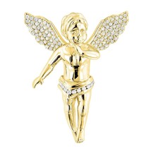 1.05 Ct Round Cut Moissanite Small Baby Angel Pendant 14k Yellow Gold Plated - £321.43 GBP