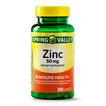 Brand New Spring Valley Zinc Vitamin 50 mg 200 Count Caplets For Immune ... - $10.99