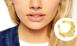 Nose Ring Non Piercing Cuff Spiral Fake Gold Clip Jewellery Rings Septum Faux UK - £4.94 GBP