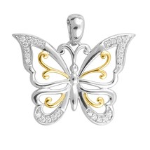Mujer 14K Bañado en Oro Blanco 0.15Ct Real Moissanita Mariposa Colgante Charm - $152.24