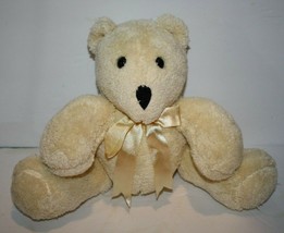 Donna Sharp Yellow Chenille Teddy Bear 10&quot; Plush Jointed Stuffed Animal Soft Toy - £12.23 GBP