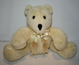 Donna Sharp Yellow Chenille Teddy Bear 10&quot; Plush Jointed Stuffed Animal Soft Toy - £10.84 GBP