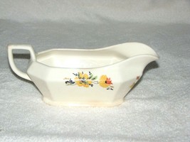 Vintage, Homer Loughin White Gravy Boat, Yellow Sunshine Floral Design USA - £11.39 GBP