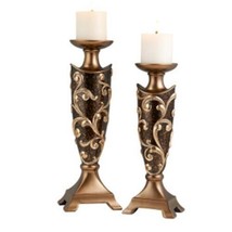 Odysseus Baroque Polyresin Candleholder Set of (2) 14in H &amp;16 in.H - ORE... - £55.84 GBP