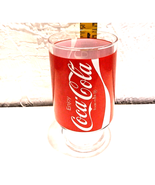 Vintage Coca-Cola X-Large Pedestal Drinking Glass Red &amp; White Enjoy Coke - €6,54 EUR