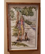 Artist Original Framed SIGNED PARVEZ Watercolor Chic Girl Woman Walking ... - £71.20 GBP