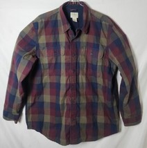 LL Bean Men L Traditional Fit Plaid Denim Multicolor Squares Long Sleeve... - $58.41