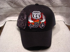 ROUTE 66 AND MOTORCYCLE BASEBALL CAP HAT ( BLACK ) - $11.38