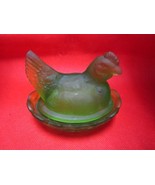 &quot;Westmoreland USA&quot; hen in nest green frosted trinket box 3 1/2&quot; ^^^ - $50.00