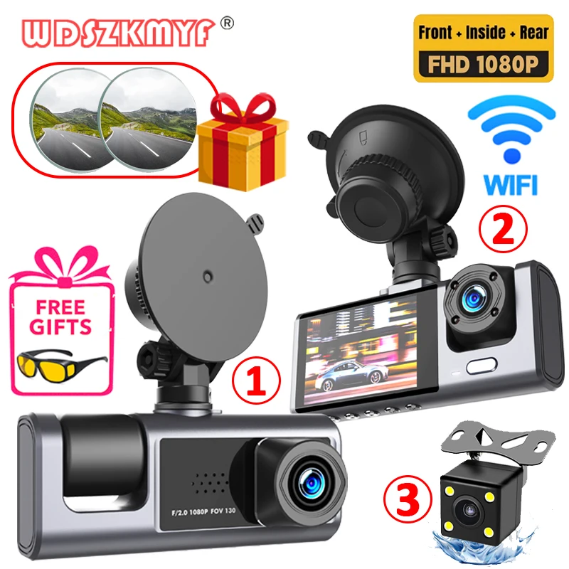 3-Channel 1080P Video Recorder Dash Cam for Cars WIFI Rear View Camera for - £31.81 GBP+