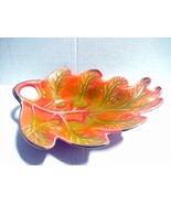 Vintage California Pottery Leaf Shaped Candy Dish Bowl Orange 9 inch 809 - £10.16 GBP