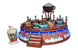 Animated Lemax Cocoa Cups Amusement Park Ride Sound LED Tea Cups Christm... - £83.89 GBP