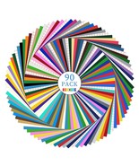 Huaxing Permanent Adhesive Vinyl Bundle 90 Pack Vinyl Sheets (12x12 Glossy  - $71.63 CAD