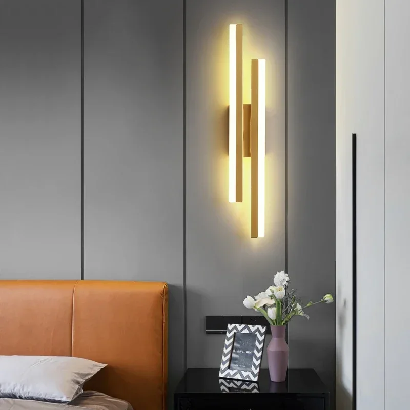 LED Bedroom Wall Lamp Sconces Copper Line Pipe Acrylic Lampshade Indoor ... - £22.30 GBP+