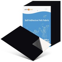 Black Felt Fabric - 10Pcs Self Adhesive Felt Sheets With Adhesive Backing, Soft  - £14.11 GBP
