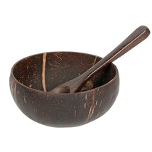 Natural Old Coconut Shell Tableware Rice Bowl Salad Nut Coconut Wooden Bowl Spoo - £2.75 GBP