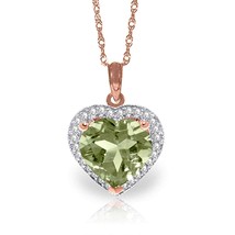 3.39 Carat 14K Rose Gold Elizabeth Green Amethyst Diamond Necklace 14&quot;-24&quot;  - £390.00 GBP