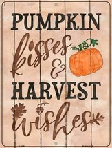 Pumpkin Kisses &amp; Harvest Wishes Fall Theme Metal Sign 9&quot; x 12&quot; Wall Decor - DS - £19.14 GBP