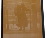 Cabinet Card Photo Child With Bag At Gate Ocean Hill View Co Brooklyn NY  - $3.91