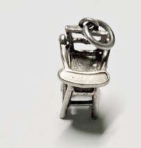 Vintage High Chair Charm with Moving Parts  Silver Colored Metal - $10.95