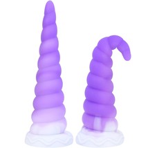 Liquid Silicone Purple Anal Dildo, TUFEEL Anal Beads Training Cone for Women Han - $20.99