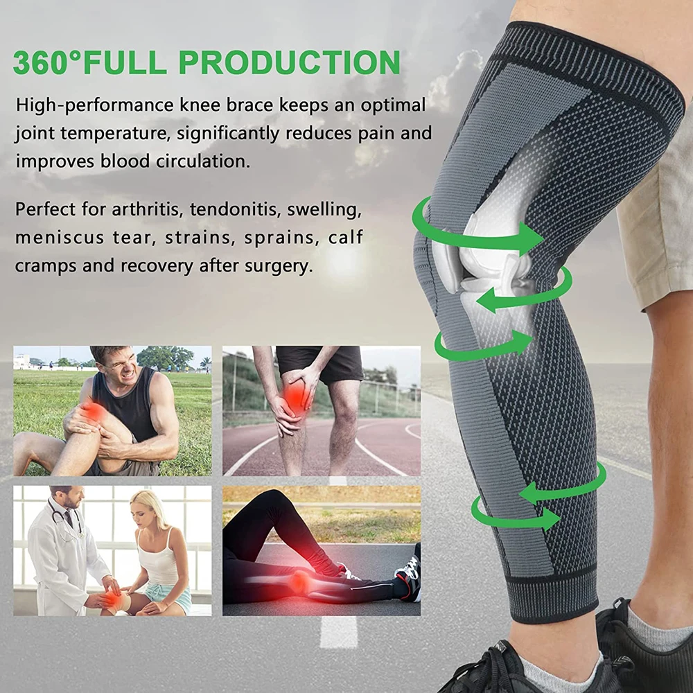 Sporting BraceTop Long Compression Leg Sleeves Bandage Protect Sportings Lengthe - £26.34 GBP