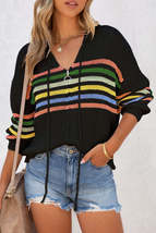 Black Striped Detail Zip Up Hooded Sweater Cardigan - £22.51 GBP+