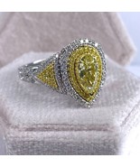 Birne Form 2.00 Gesamt Karat Gewicht GIA Kostüm Gelb Diamant Verlobungsr... - £5,029.37 GBP
