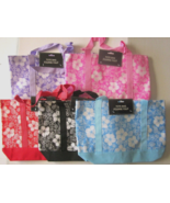 LUAU HIBISCUS FLOWER TOTE BAG GRP OF 5 (PURPLE, BLUE, PINK, BLK, RED) 15... - $19.75