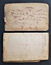 1870 antique FRAKTUR burlington nj Dennis CUNNINGHAM leather time book f... - $123.70