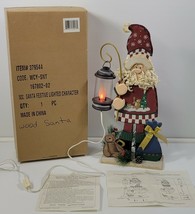 *MM) Santa Festive Lighted Wooden Character Lantern Christmas Indoor Decoration - £19.77 GBP