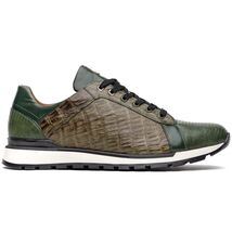 Portici Genuine Crocodile and Lizard Fashion Sneaker Green / Olive image 2
