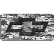 Chevy bowtie aluminum license plate car truck SUV grey camouflage tag - £12.52 GBP