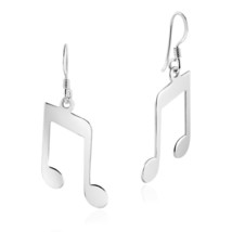 Sweet Musical Melody .925 Sterling Silver Beamed Note Dangle Earrings - £11.93 GBP