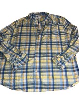 Crown &amp; Ivy Men&#39;s 2XL Blue Yellow White Plaid Shirt Button-up Long Sleeve - $9.14