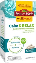Nature Made Wellblends Calm &amp; Relax, Ashwagandha 125 mg, Magnesium 300 mg, 54 Ve - £28.70 GBP