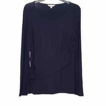 Cabi Women&#39;s Top Draped Stretch Long Sleeve Crewneck Lightweight Black Medium - £13.42 GBP