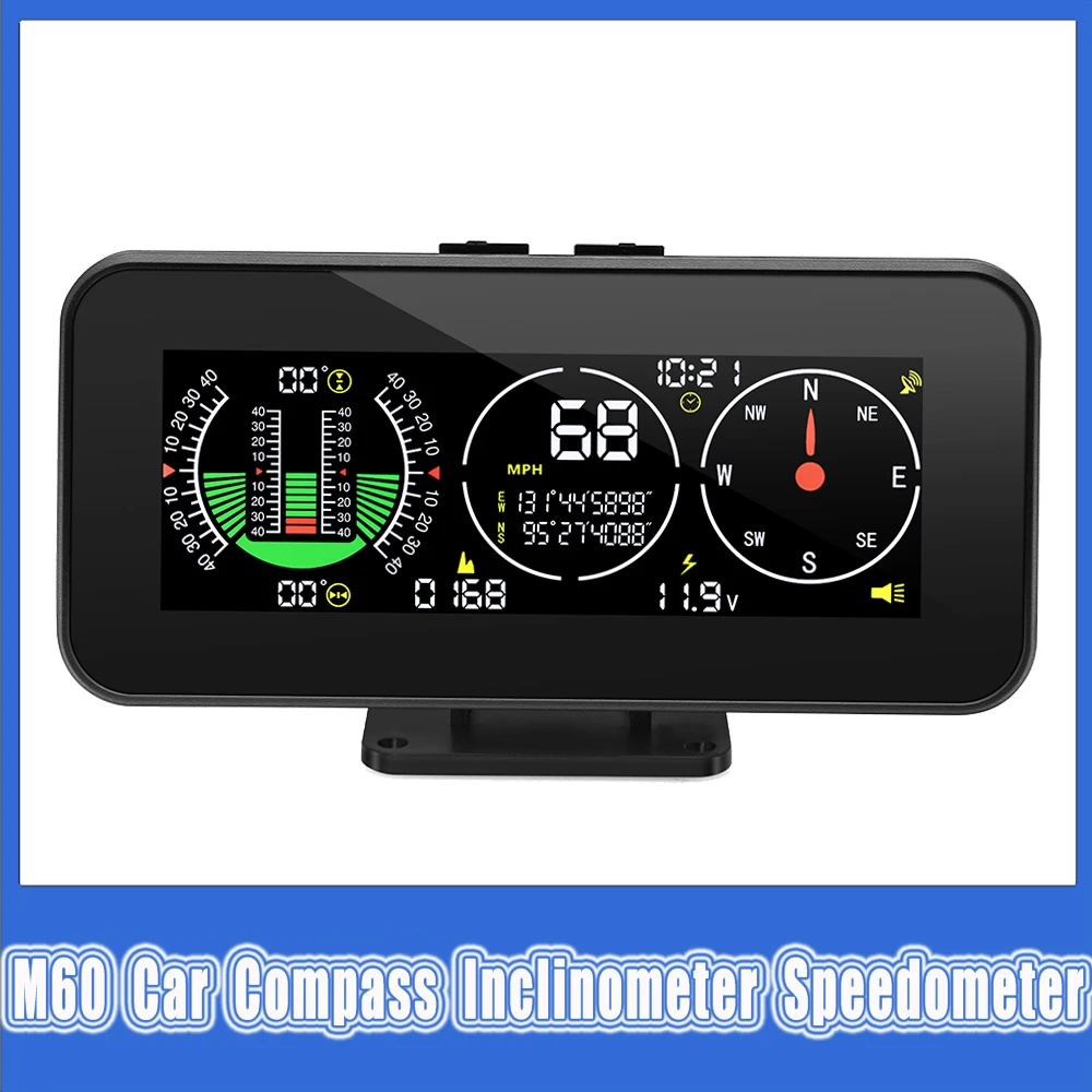 NEW Car Compass Inclinometer Car GPS Speedometer Off Road Accessories Car HUD - £20.79 GBP+