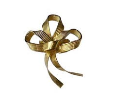 Large Vintage Gold Tone Ribbon Bow Unsigned Pin Brooch Estate Free Shipping image 2